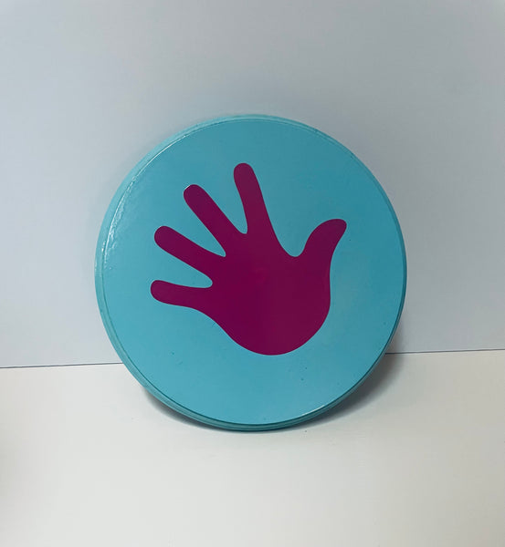 Hand print Wobble board- just for the hand! I am in the process of making a new batch of wobble boards after the new year. I have a few of the painted wobbles and will update the inventory ASAP.