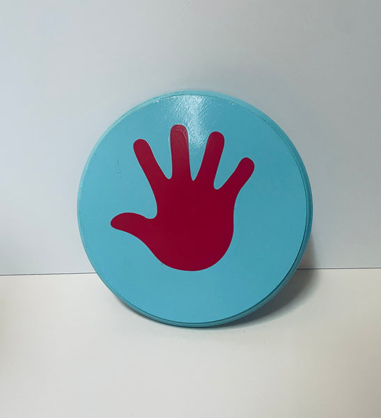Hand print Wobble board- just for the hand! I am in the process of making a new batch of wobble boards after the new year. I have a few of the painted wobbles and will update the inventory ASAP.