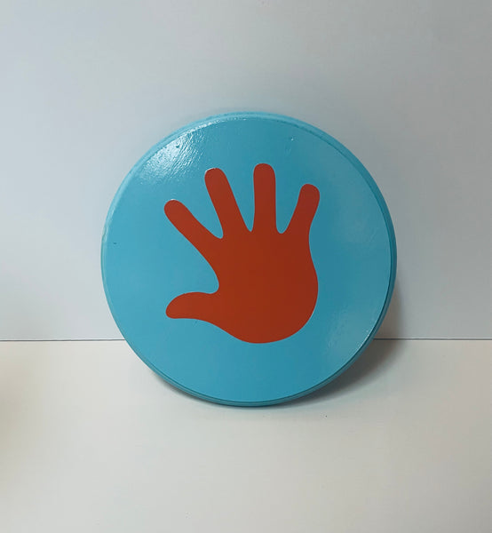Hand print Wobble board- just for the hand! I am in the process of making a new batch of wobble boards after the new year. I have a few of the painted wobbles and will update the inventory ASAP.