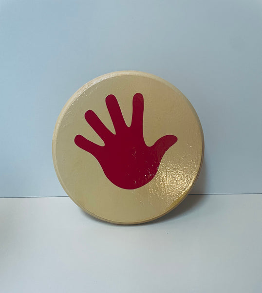 Hand print Wobble board- just for the hand! I am in the process of making a new batch of wobble boards after the new year. I have a few of the painted wobbles and will update the inventory ASAP.