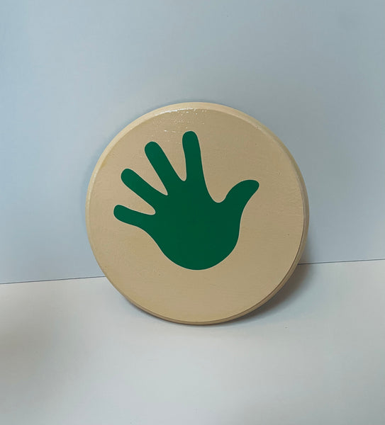 Hand print Wobble board- just for the hand! I am in the process of making a new batch of wobble boards after the new year. I have a few of the painted wobbles and will update the inventory ASAP.