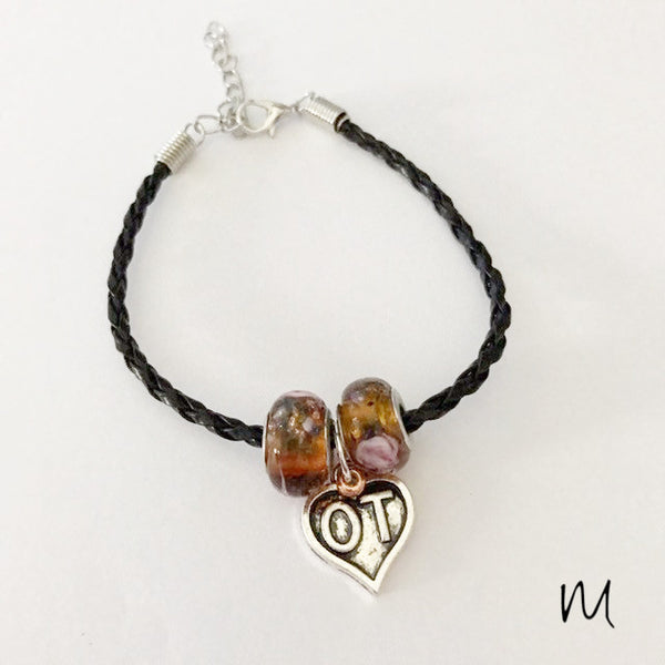 OT leather bracelet with Murano bead