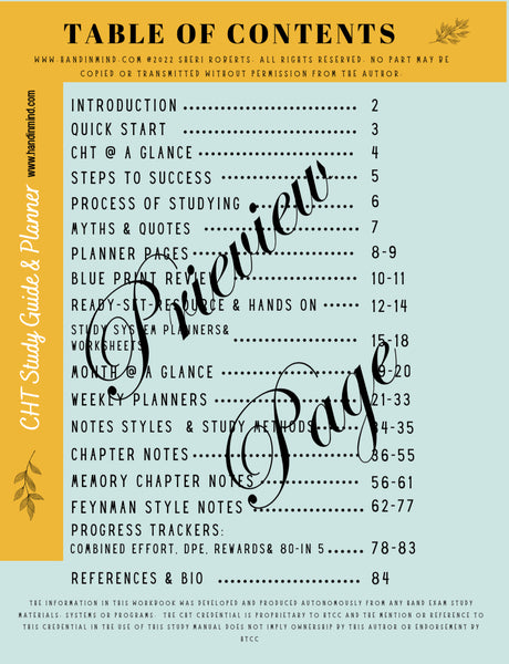 A New Spiral bound, Ultimate CHT Study Guide, Planner & Comprehensive Workbook.