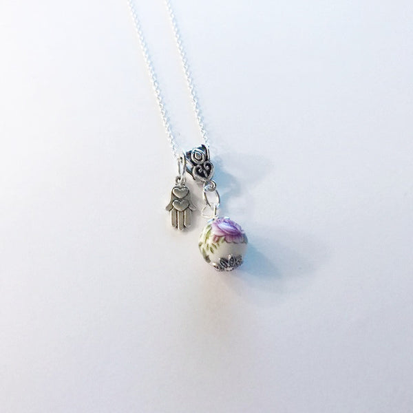 Hand and Vintage rose bead/Hand therapy Jewelry