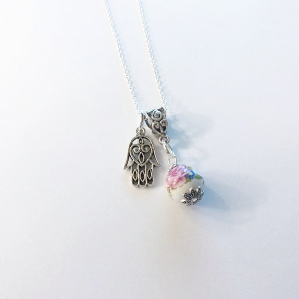 Hand and Vintage rose bead/Hand therapy Jewelry