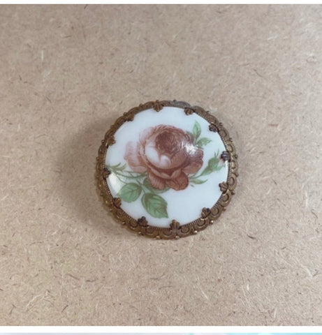 Vintage West German Rose Brooch