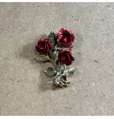 Metal Rose and leaf pin