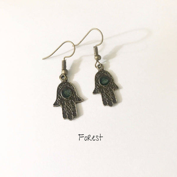 Earrings/hand shaped/hand therapy jewelry/painted Hamsa