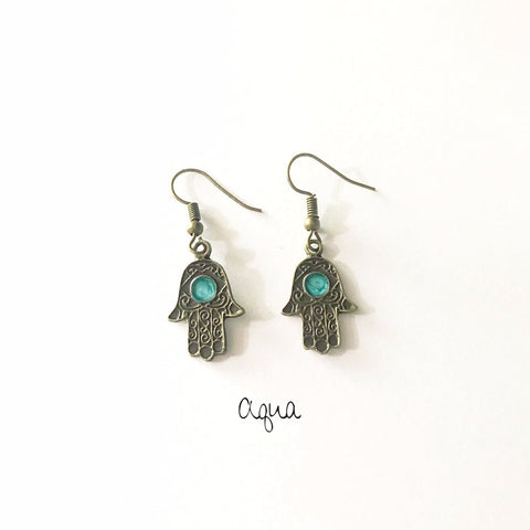 Earrings/hand shaped/hand therapy jewelry/painted Hamsa