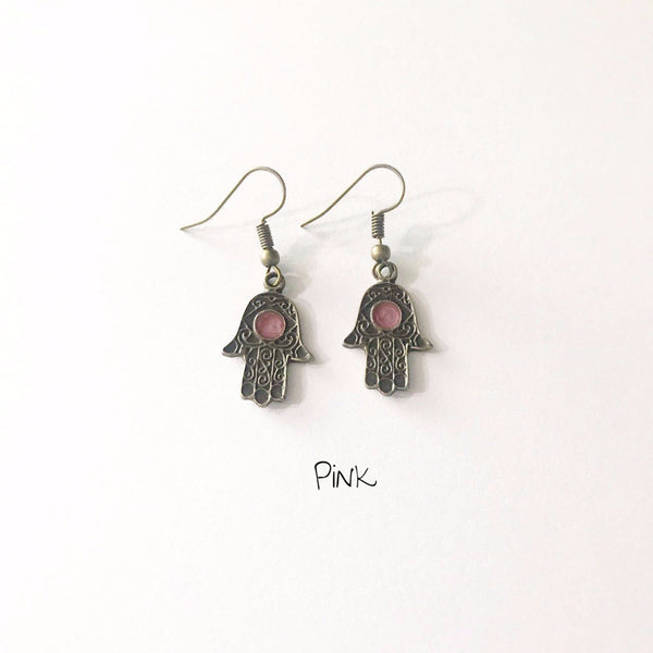 Earrings/hand shaped/hand therapy jewelry/painted Hamsa