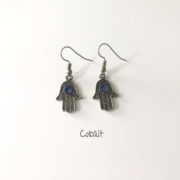 Earrings/hand shaped/hand therapy jewelry/painted Hamsa