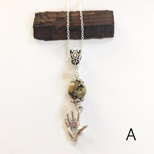 Bead necklace with charming hand/hand therapy jewelry