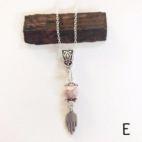 Bead necklace with charming hand/hand therapy jewelry