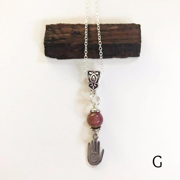 Bead necklace with charming hand/hand therapy jewelry