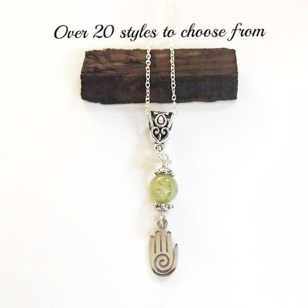 Bead necklace with charming hand/hand therapy jewelry