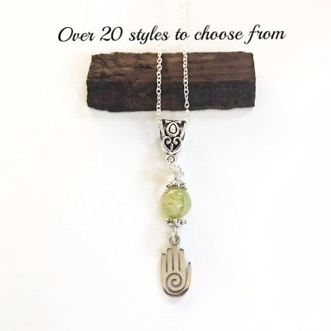 Bead necklace with charming hand/hand therapy jewelry