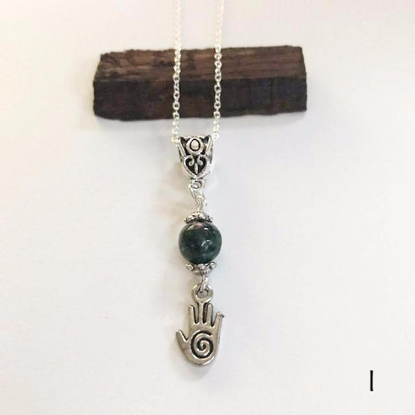 Bead necklace with charming hand/hand therapy jewelry