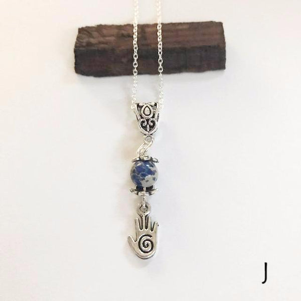 Bead necklace with charming hand/hand therapy jewelry