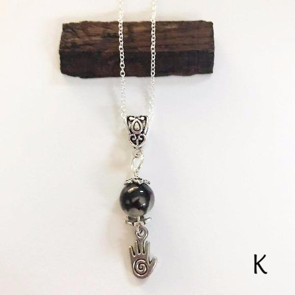 Bead necklace with charming hand/hand therapy jewelry