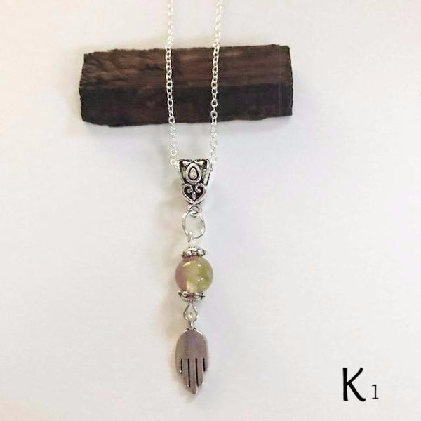 Bead necklace with charming hand/hand therapy jewelry