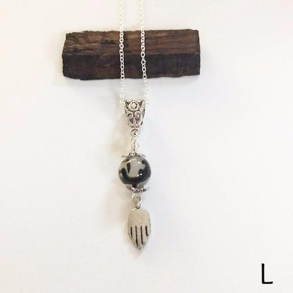 Bead necklace with charming hand/hand therapy jewelry