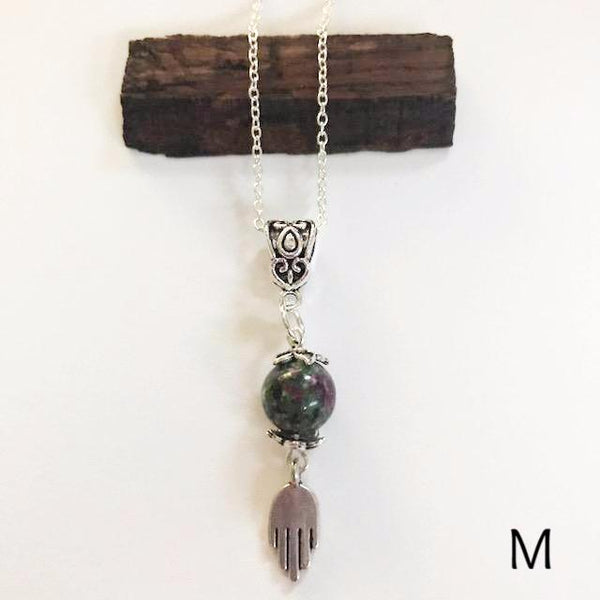 Bead necklace with charming hand/hand therapy jewelry