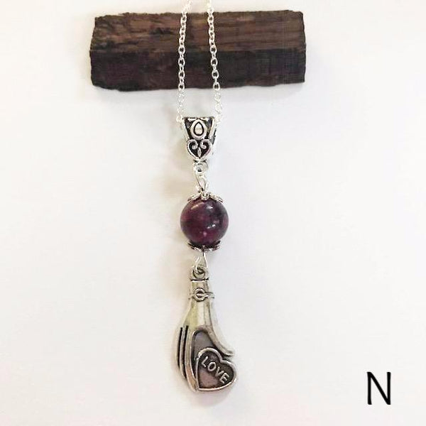 Bead necklace with charming hand/hand therapy jewelry