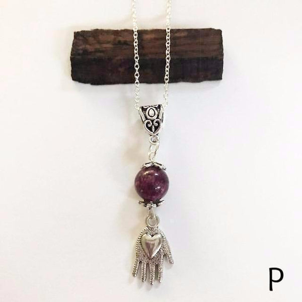 Bead necklace with charming hand/hand therapy jewelry