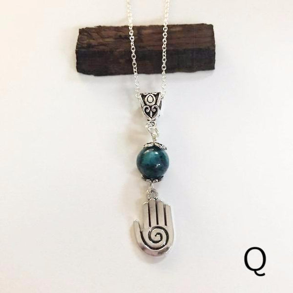 Bead necklace with charming hand/hand therapy jewelry