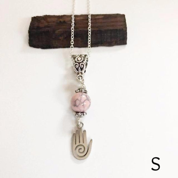 Bead necklace with charming hand/hand therapy jewelry