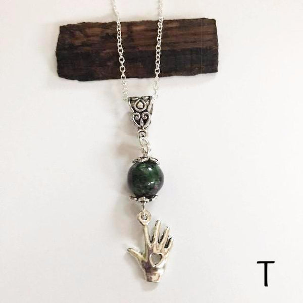 Bead necklace with charming hand/hand therapy jewelry