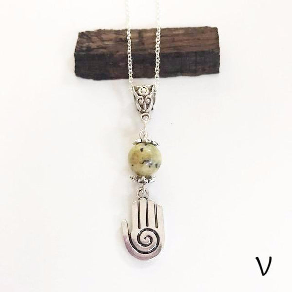 Bead necklace with charming hand/hand therapy jewelry