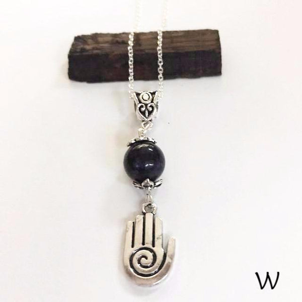 Bead necklace with charming hand/hand therapy jewelry