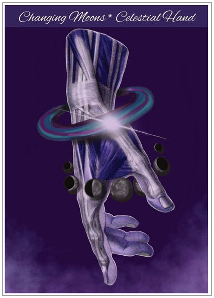 changing moons * Celestial hand & poster, postcard, note cards