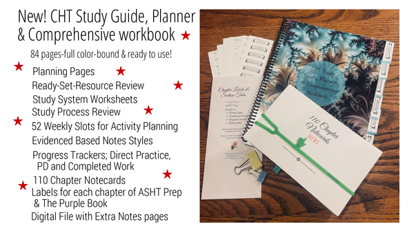 A New Spiral bound, Ultimate CHT Study Guide, Planner & Comprehensive Workbook.